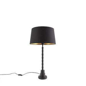 Stolní lampa ve stylu art deco černá s odstínem černé bavlny 35 cm - Pisos obraz