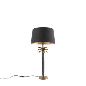 Art deco stolní lampa bronzová s černým odstínem 35 cm - Areka obraz