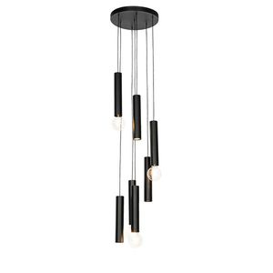 Designová závěsná lampa černá kulatá 7-světel - Tuba obraz