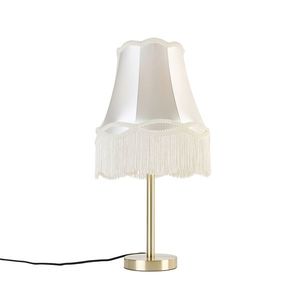 Klasická stolní lampa mosazná s odstínem babička krémová 30 cm - Simplo obraz