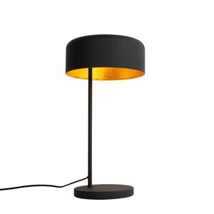 Retro stolní lampa černá se zlatým vnitřkem - Jinte obraz