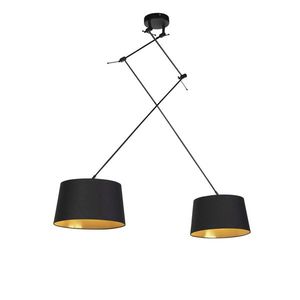 Závěsná lampa s bavlněnými odstíny černé se zlatem 35 cm - Blitz II černá obraz