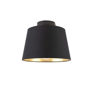 Stropní lampa s bavlněným stínidlem černá se zlatem 25 cm - černá Combi obraz