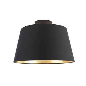 Stropní lampa s bavlněným stínidlem černá se zlatem 32 cm - černá Combi obraz