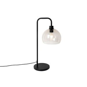 Moderní stolní lampa černá s efektem kouřového skla - Maly obraz