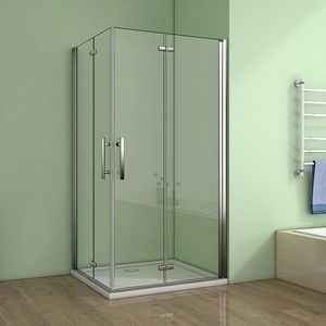 H K Čtvercový sprchový kout MELODY R808, 80x80 cm se zalamovacími dveřmi včetně sprchové vaničky z litého mramoru obraz