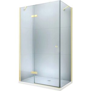 MEXEN/S Roma sprchový kout otevírací 70x100, sklo transparent, zlatá + vanička 854-070-100-50-00-4010 obraz