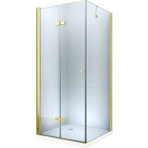 MEXEN/S Lima sprchový kout zalamovací 70x100, sklo transparent, zlatá + vanička 856-070-100-50-00-4010 obraz