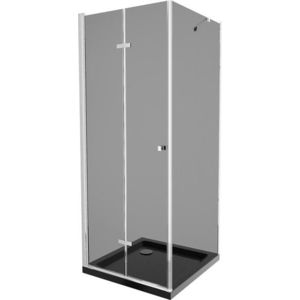 MEXEN/S Lima sprchový kout zalamovací dveře 80 x 80, grafit, chrom + Flat černá vanička se sifonem 856-080-080-01-40-4070 obraz