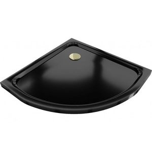 MEXEN/S Flat sprchová vanička čtvrtkruhová slim 90 x 90, černá + zlatý sifon 41709090G obraz