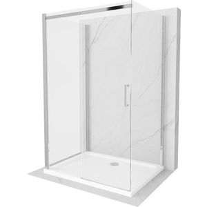 MEXEN/S OMEGA sprchový kout 3-stěnný 100x80, transparent, chrom + vanička včetně sifonu 825-100-080-01-00-3s-4010 obraz