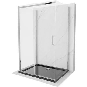 MEXEN/S OMEGA sprchový kout 3-stěnný 100x80, transparent, chrom + vanička včetně sifonu 825-100-080-01-00-3s-4070 obraz