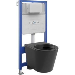 MEXEN/S WC předstěnová instalační sada Fenix Slim s mísou WC Rico, černá mat 6103372XX85 obraz