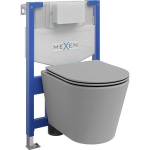 MEXEN/S WC předstěnová instalační sada Fenix XS-F s mísou WC Rico + sedátko softclose, světle šedá mat 68030724061 obraz