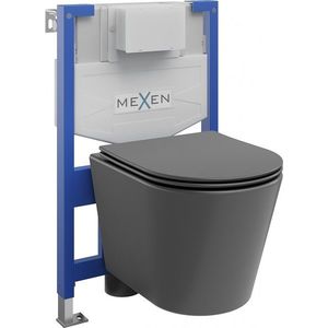 MEXEN/S WC předstěnová instalační sada Fenix XS-F s mísou WC Rico + sedátko softclose, tmavě šedá mat 68030724071 obraz