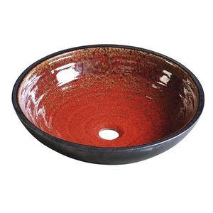 SAPHO ATTILA keramické umyvadlo, průměr 43cm, tomatová červeň/petrolejová DK007 obraz