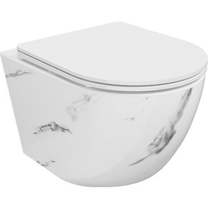 MEXEN Lena Závěsná WC mísa včetně sedátka s slow-slim, Duroplastu, bílý kámen 30224092 obraz
