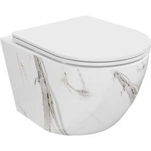 MEXEN Lena Závěsná WC mísa včetně sedátka s slow-slim, Duroplastu, bílý kámen 30224094 obraz