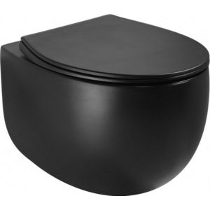 MEXEN Egg Závěsná WC mísa včetně sedátka s slow-slim, Duroplastu, černý mat 30245070 obraz