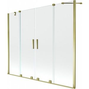 MEXEN/S Velar Duo vanová zástěna posuvná 190 x 150 cm, transparent, zlatá 896-190-000-02-50 obraz