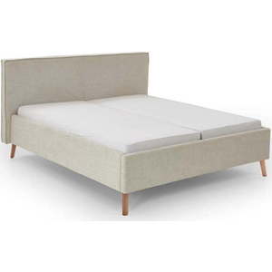 Krémová čalouněná dvoulůžková postel s úložným prostorem s roštem 160x200 cm Riva – Meise Möbel obraz
