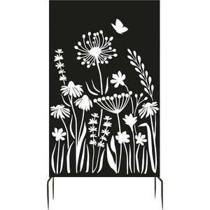 Černá kovová balkonová zástěna 100x186 cm Flowers – Esschert Design obraz