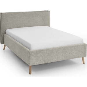 Krémová čalouněná dvoulůžková postel s úložným prostorem s roštem 140x200 cm Riva – Meise Möbel obraz