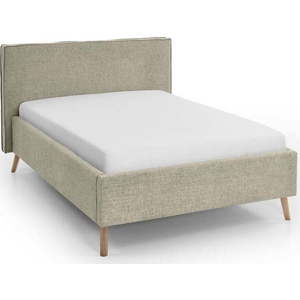 Béžová čalouněná dvoulůžková postel s úložným prostorem s roštem 140x200 cm Riva – Meise Möbel obraz