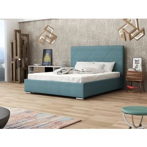 Čalouněná postel DANGELO 5 160x200 cm, modrá látka obraz