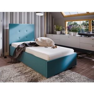 Čalouněná postel DANGELO 1 90x200 cm, modrá látka obraz