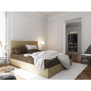 Čalouněná postel CESMIN 180x200 cm, hnědá se vzorem/krémová obraz