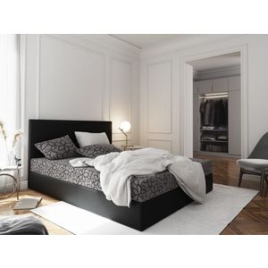 Čalouněná postel CESMIN 140x200 cm, šedá se vzorem/černá obraz