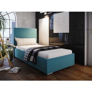 Čalouněná postel DANGELO 4 90x200 cm, modrá látka obraz