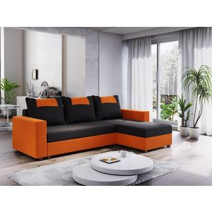 Rohová sedačka SKIPPY BIS, černá/oranžová obraz