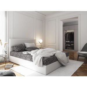 Čalouněná postel CESMIN 160x200 cm, šedá se vzorem/bílá obraz