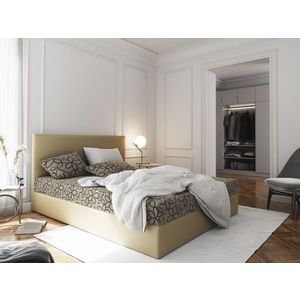 Čalouněná postel CESMIN 160x200 cm, krémová se vzorem/krémová obraz
