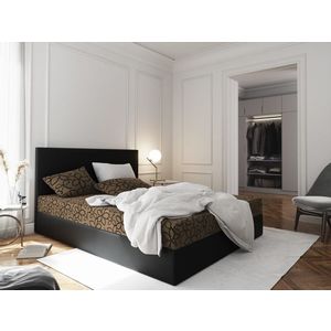 Čalouněná postel CESMIN 160x200 cm, hnědá se vzorem/černá obraz