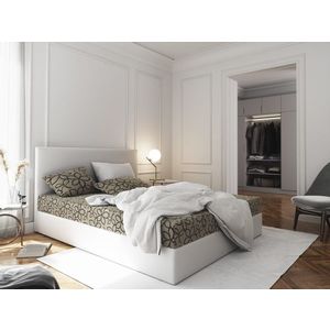 Čalouněná postel CESMIN 180x200 cm, krémová se vzorem/bílá obraz