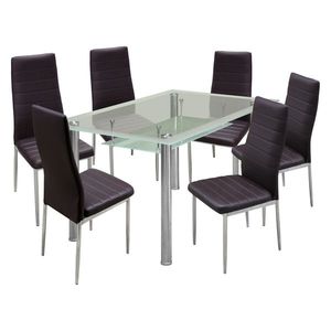 Jídelní stůl PATKAI + 6 židlí SNAEFELL hnědá obraz