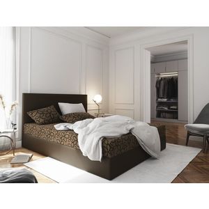 Čalouněná postel CESMIN 180x200 cm, hnědá se vzorem/hnědá obraz