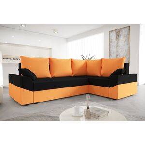 Rohová sedačka ATTANASIO PLUS, pravá, černá/oranžová obraz