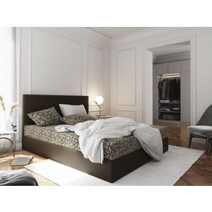 Čalouněná postel CESMIN 180x200 cm, krémová se vzorem/hnědá obraz