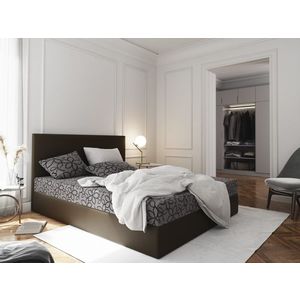 Čalouněná postel CESMIN 180x200 cm, šedá se vzorem/hnědá obraz