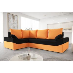 Rohová sedačka ATTANASIO PLUS, levá, černá/oranžová obraz