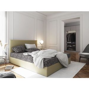 Čalouněná postel CESMIN 180x200 cm, šedá se vzorem/krémová obraz