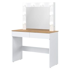 Toaletní stolek BORROMEO s osvětlením, bíla/dub evoke obraz