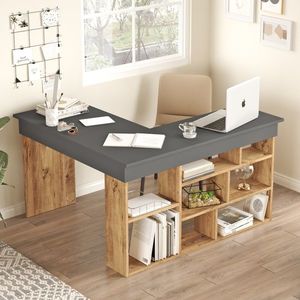 Rohový psací stůl ANTIGO, atlantská borovice/černá obraz