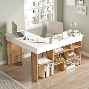 Rohový psací stůl ANTIGO, atlantská borovice/bílá obraz
