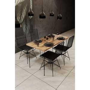 Jídelní set stolu a židlí BUTERFLY , dub/černá obraz