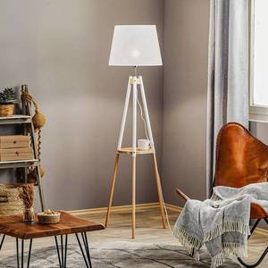 TK Lighting Stojací lampa Vaio s dřevěným rámem na trojnožce, bílé stínítko obraz